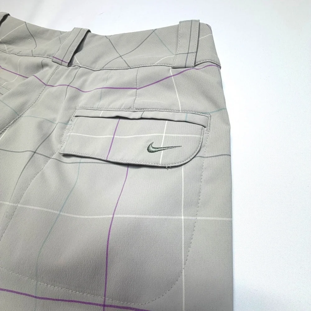 Nike Golf Dri-Fit Plaid Long‎ Bermuda Shorts Gray Windowpane Check Women's Small